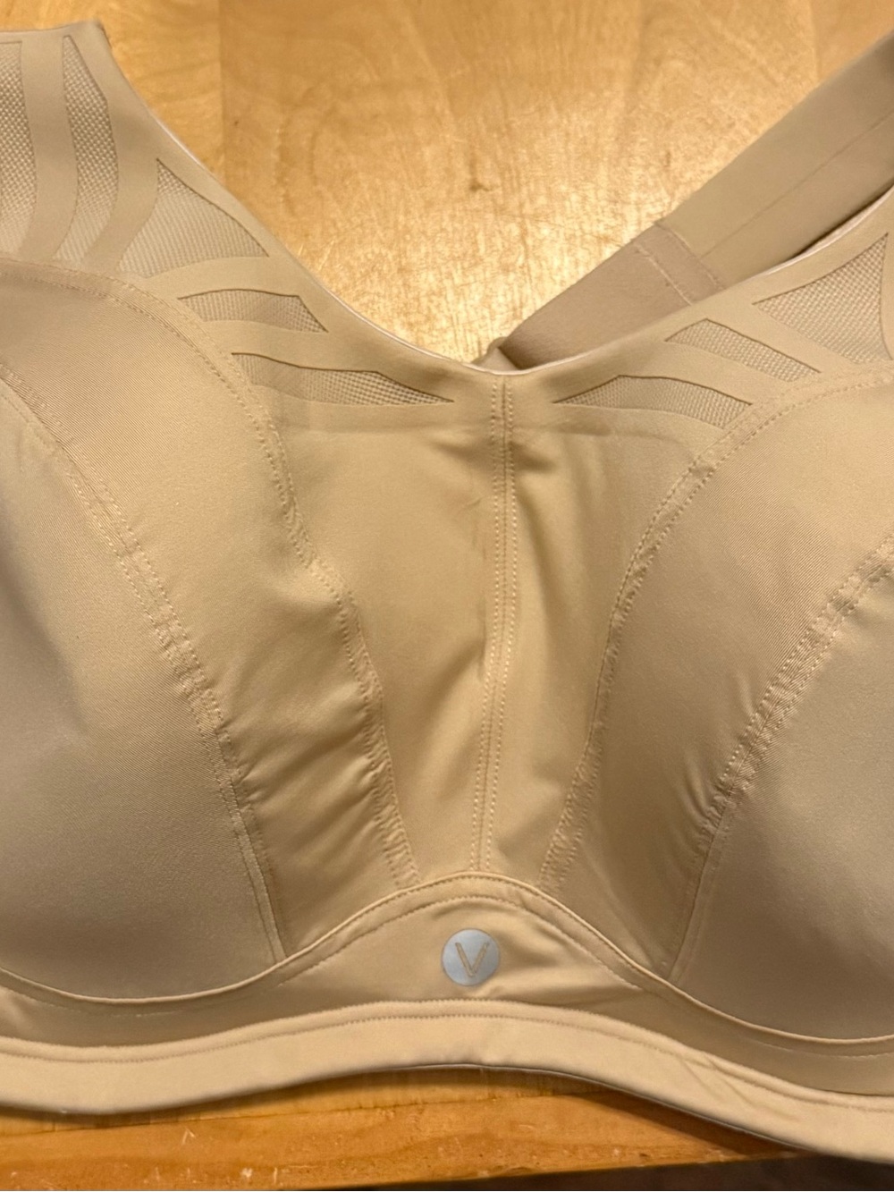 Livi Active Beige Seamless Support Underwire Bra with Subtle Mesh Accents